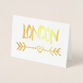 London Heart Arrow Gold Foil Elegant Typografie Folie Kaarten (Voorkant)
