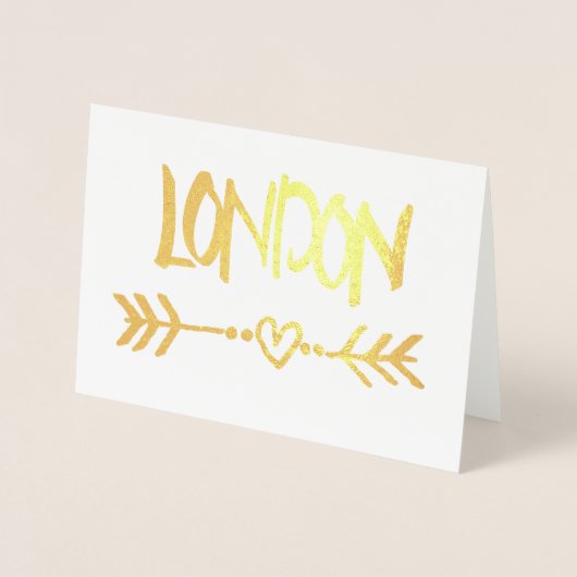 London Heart Arrow Gold Foil Elegant Typografie Folie Kaarten (Voorkant)