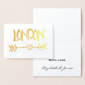 London Heart Arrow Gold Foil Elegant Typografie Folie Kaarten (Display)