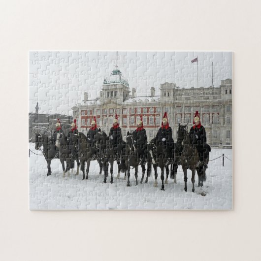 London Household Cavalry in de sneeuwpuzzel Legpuzzel (Horizontaal)