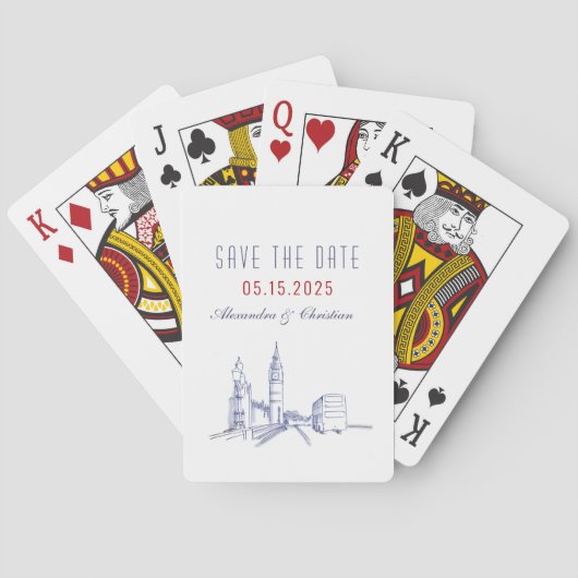 London Huwelijk Bewaar De Datum Pokerkaarten (Achterkant)