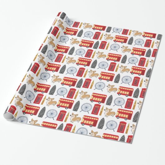 London Icon Collage Cadeaupapier (Uitgerold)