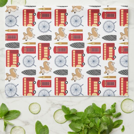 London Icon Collage Theedoek (Gevouwen)