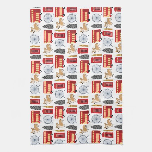 London Icon Collage Theedoek (Verticaal)