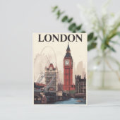 London Iconic Landmarks Retro Travel Art Briefkaart (Staand voorkant)