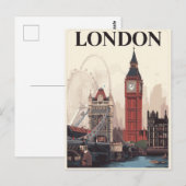 London Iconic Landmarks Retro Travel Art Briefkaart (Voorkant / Achterkant)