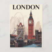 London Iconic Landmarks Retro Travel Art Briefkaart (Voorkant)