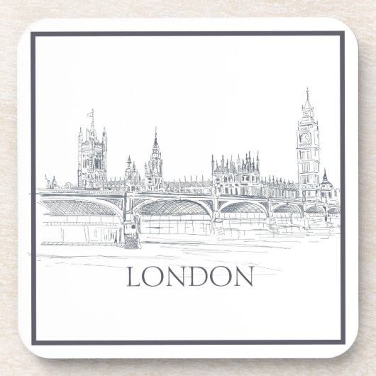 London Iconic Skyline Sketch Bier Onderzetter (Voorkant)
