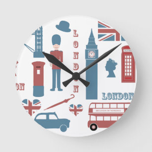 London Icons Retro Love Souvenir round wall klok