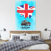 London Illustrated kaart reisposter Canvas Afdruk (Insitu (Slaapkamer))