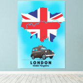 London Illustrated kaart reisposter Canvas Afdruk (Insitu (Houten vloer))