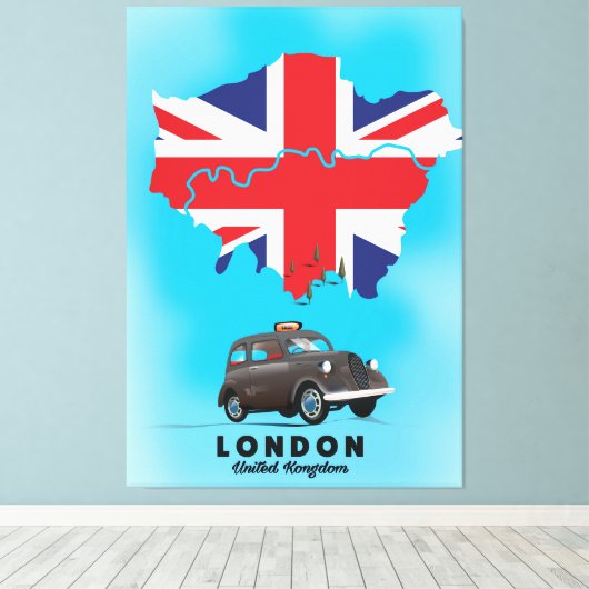 London Illustrated kaart reisposter Canvas Afdruk (Insitu (Houten vloer))