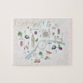 London Illustrated Waterverf Wall Art Legpuzzel (Horizontaal)