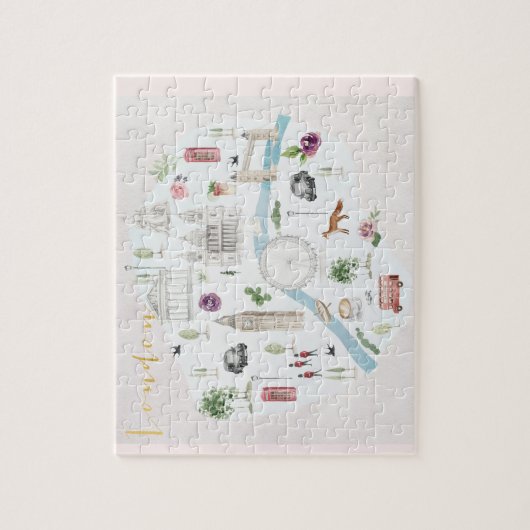 London Illustrated Waterverf Wall Art Legpuzzel (Verticaal)