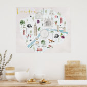 London Illustrated Waterverf Wall Art Poster (Keuken)
