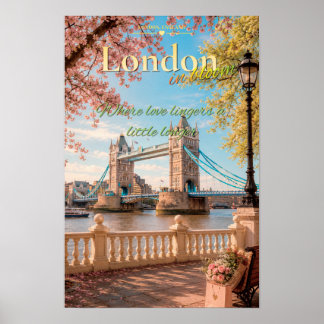 London in Bloom Tower Bridge Lente Schilderkunst Poster