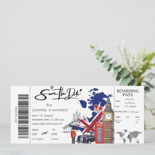 London instapkaart Bewaar de datum ticket Kaart (Staand voorkant)