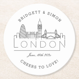 London Landmarks | Kaas voor liefdespapier Ronde Kartonnen Onderzetter