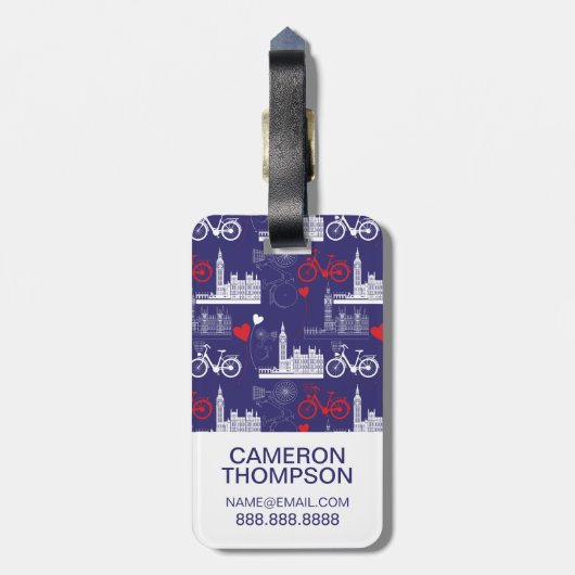 London Landmarks Pattern Bagagelabel (Achterkant verticaal)