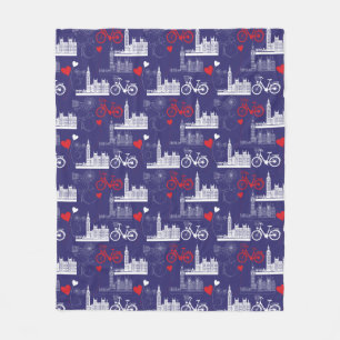 London Landmarks Pattern Fleece Deken