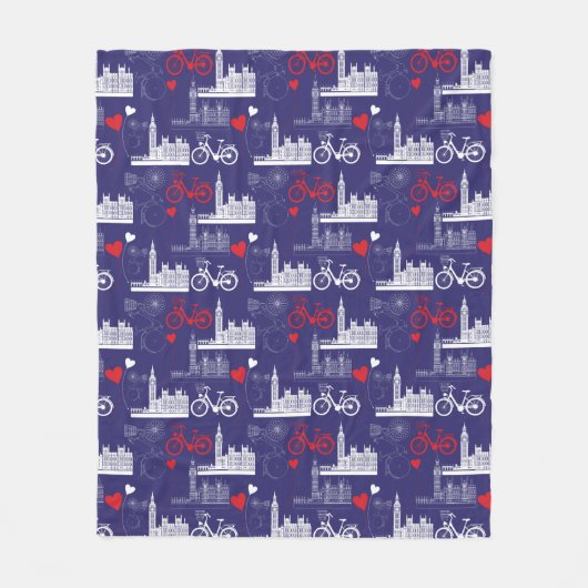London Landmarks Pattern Fleece Deken (Voorkant)