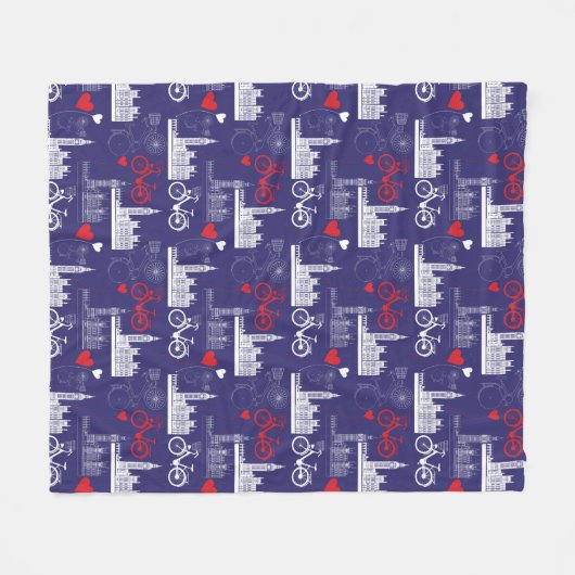 London Landmarks Pattern Fleece Deken (Voorkant (Horizontaal))