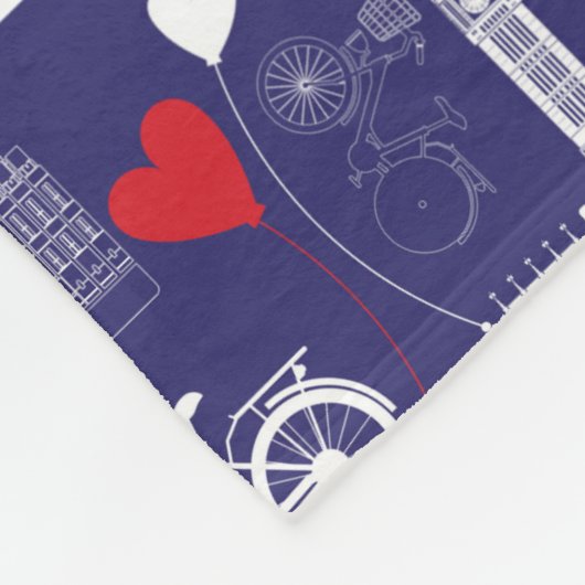 London Landmarks Pattern Fleece Deken (Hoek)
