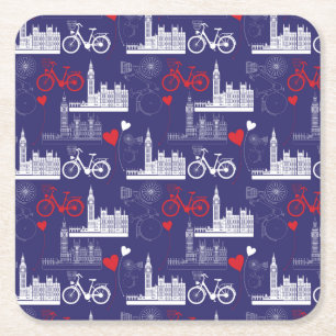 London Landmarks Pattern Kartonnen Onderzetters