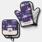 London Landmarks Pattern Ovenwant & Pannenlap Set (Voorkant / Achterkant)