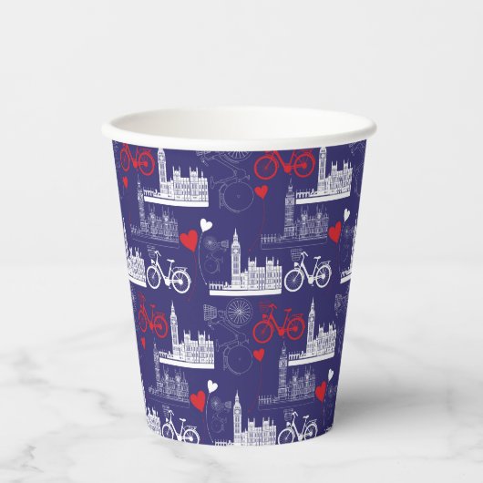 London Landmarks Pattern Papieren Bekers (Voorkant)