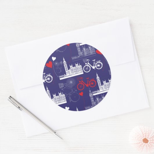 London Landmarks Pattern Ronde Sticker (Envelop)