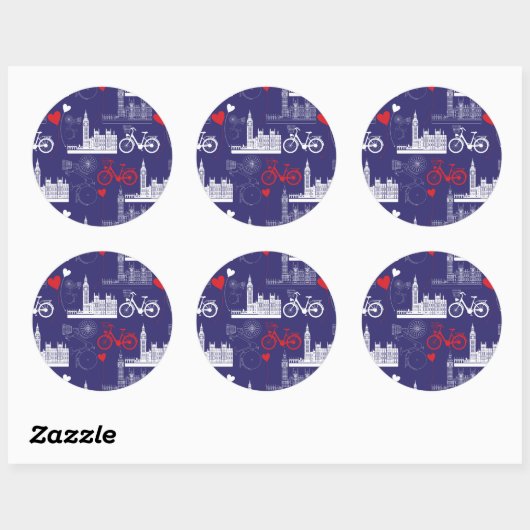 London Landmarks Pattern Ronde Sticker (Vel)