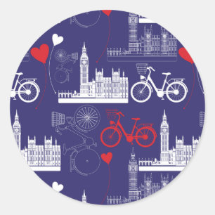 London Landmarks Pattern Ronde Sticker