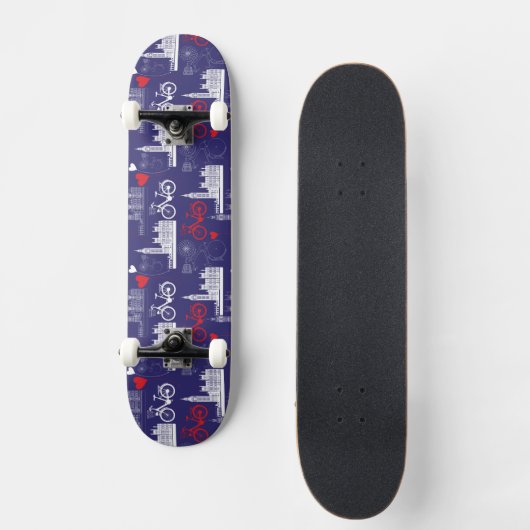 London Landmarks Pattern Skateboard (Voorkant)