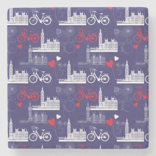 London Landmarks Pattern Stenen Onderzetter (Voorkant)
