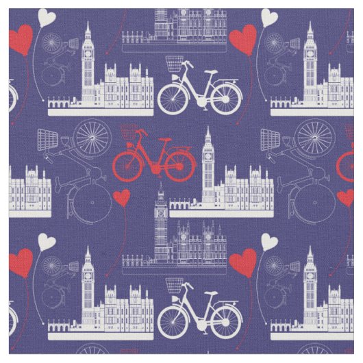 London Landmarks Pattern Stof (Close Up)