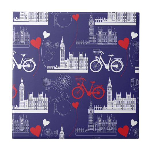 London Landmarks Pattern Tegeltje (Voorkant)