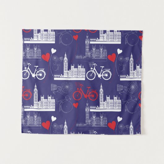 London Landmarks Pattern Wandkleed (Voorkant (horizontaal))