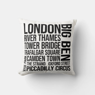 London Landmarks Typography - Engelse woordkunst Kussen