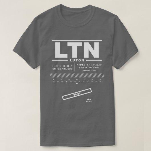 London Luton Airport LTN T-shirt (Design voorkant)