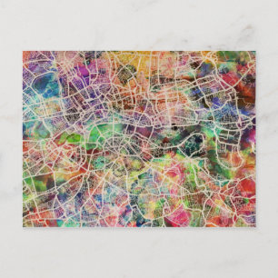 London Map Art Waterverf Briefkaart