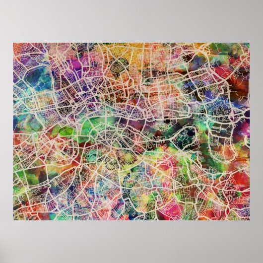 London Map Art Waterverf Poster (Voorkant)