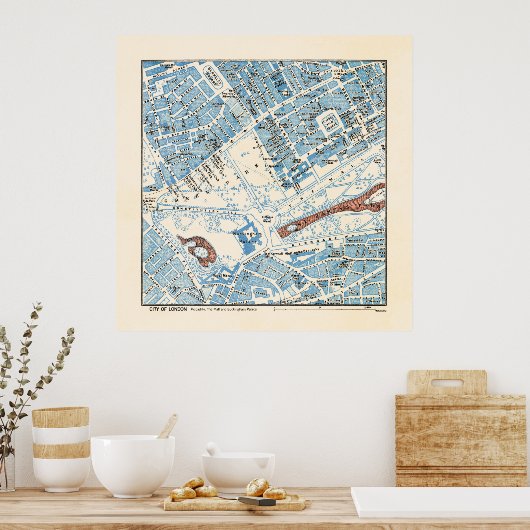 London Map - Piccadilly, Buckingham Palace Poster (Keuken)