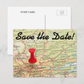 London Map Pin Save the Date Aankondigingskaart (Voorkant / Achterkant)