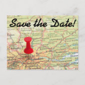 London Map Pin Save the Date Aankondigingskaart (Voorkant)
