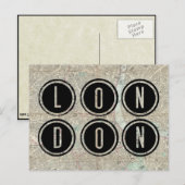 London Map Typografie Briefkaart (Voorkant / Achterkant)