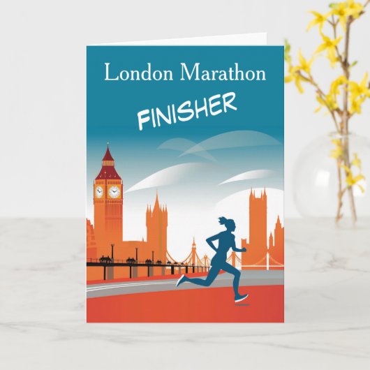 London Marathon Finisher Felicitatiekaart Kaart (Gele Bloem)