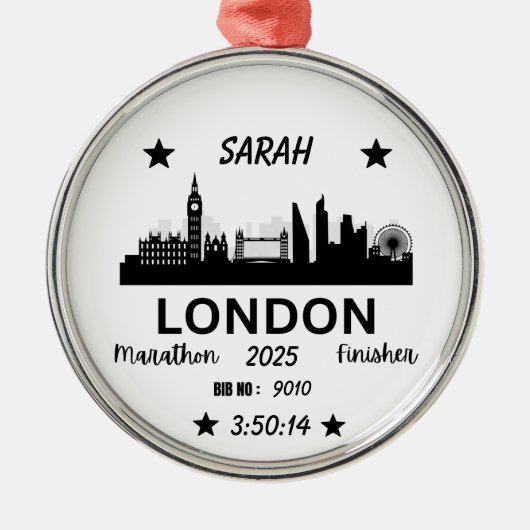 London Marathon Finisher Running Keepsake Gift Metalen Ornament (Voorkant)