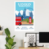 London Marathon Persoonlijke Retro Poster Print (Thuiskantoor)