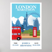 London Marathon Persoonlijke Retro Poster Print (Voorkant)